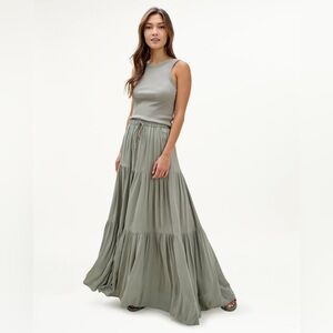 Mary Lawless Lee x Splendid Pull On Maxi Skirt Size XS/S EUC Green. L16